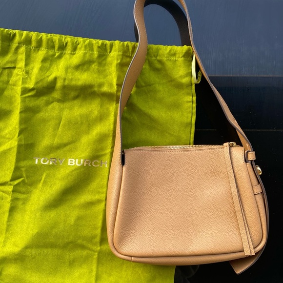 Tory Burch Small Romy Leather Shoulder Bag in Tiramisu